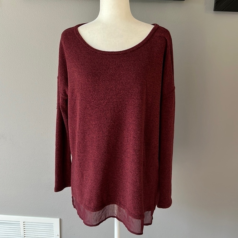 Anthropologie Silence + Noise Tunic Sweater in Wine Burgundy Color